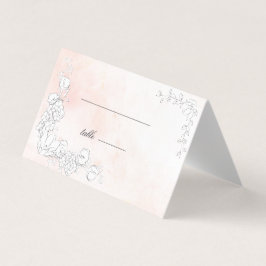 Moderne Subtiele Blush Bloemen Bruiloft Tafel Kaar Kaart