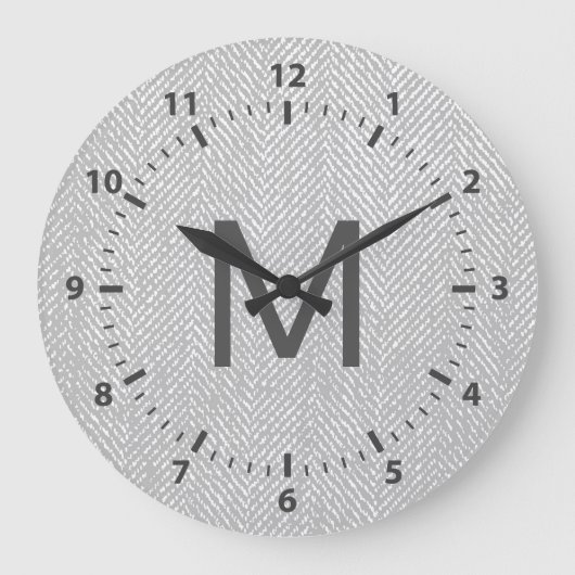Moderne subtiele grijs- en witte haring grote klok (Voorkant)