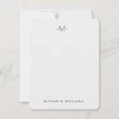 Moderne subtiele monogramkaart voor Initiaal en na Notitiekaartje (Voorkant)