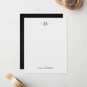 Moderne subtiele monogramkaart voor Initiaal en na Notitiekaartje (Voorkant / Achterkant in situ)