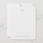 Moderne subtiele monogramkaart voor Initiaal en na Notitiekaartje (Voorkant)