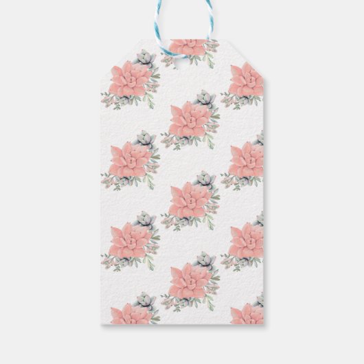 Moderne Succulent Watercolor Botanische Groene Kor Cadeaulabel (Achterkant)