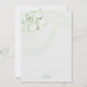Moderne Succulente Botanische Bruiloft Kaart (Achterkant)