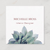 Moderne Succulente QR-code Botanische Cactus Vierkante Visitekaartje (Voorkant)