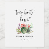 Moderne Succulente Taco Over Liefde Fiesta Bruilof Wijn Etiket (Enkel label)