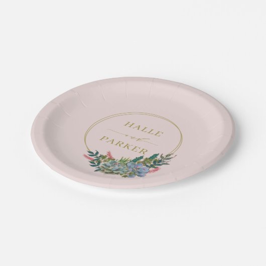 Moderne Succulenten Bruiloft of Bruidsmeisjesfeest Papieren Bordje (Gekanteld)