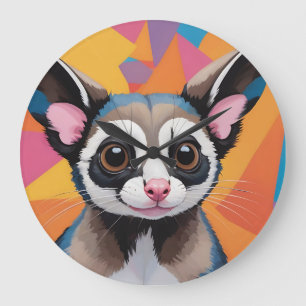 Moderne Sugar Glider Abstract en kleurrijk Grote Klok