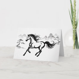 Moderne Sumi-E Inkt | Chinees Jaar van het Paard Feestdagen Kaart