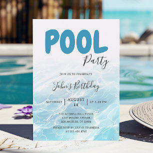 Moderne Summer Pool Party Verjaardag Kaart