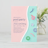 Moderne Summer Pool Party Verjaardag Kaart (Staand voorkant)