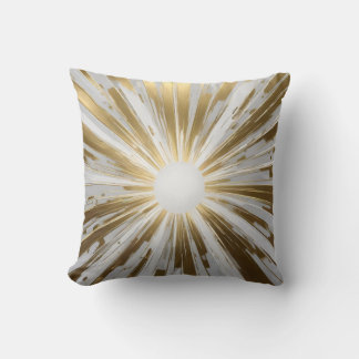Moderne Sunburst in goud en wit Kussen