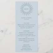 Moderne Sunburst Pastel Blauwe Bruiloft Menu (Voorkant)