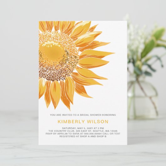 Moderne SunFlower Bridal Shower-uitnodigingen Kaart (Staand voorkant)