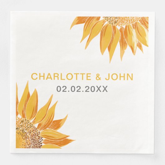 Moderne SunFlower Bruiloft Servet (Voorkant)