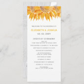 Moderne SunFlower Wedding-programma's Programmakaart (Voorkant / Achterkant)