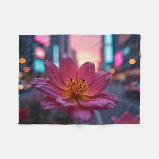 Moderne Sunrise Bloom Fleece Deken (Voorkant (Horizontaal))