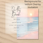 Moderne Sunset Beach Achtergrond Vellum bruiloft Kaart
