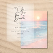 Moderne Sunset Beach Achtergrond Vellum bruiloft Kaart