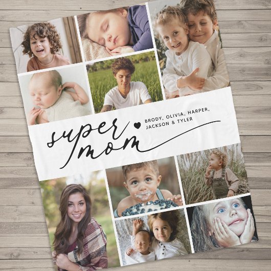 Moderne Super Moeder 10 Fotocollage Fleece Deken
