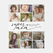 Moderne Super Moeder 10 Fotocollage Fleece Deken (Voorkant)