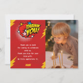 Moderne, Superheld jongen foto verjaardag Bedankkaart (Voorkant)