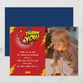 Moderne, Superheld jongen foto verjaardag Bedankkaart (Voorkant / Achterkant)