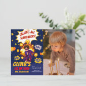 Moderne, Superheld jongen foto verjaardag Kaart (Staand voorkant)