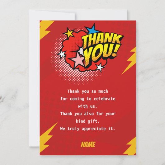 Moderne, Superheld jongen verjaardag Bedankkaart (Voorkant)