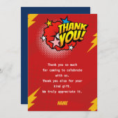 Moderne, Superheld jongen verjaardag Bedankkaart (Voorkant / Achterkant)