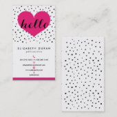 Moderne, superroze en zwarte Hallo - Aangepast Visitekaartje (Voorkant / Achterkant)