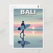 Moderne Surfer Sunset Bali Indonesië Briefkaart (Voorkant / Achterkant)
