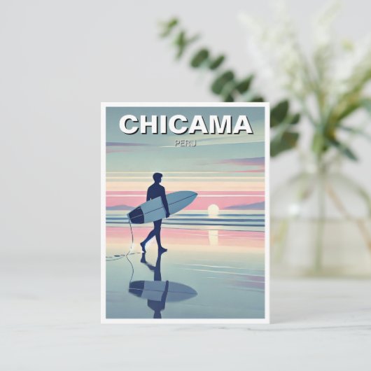 Moderne Surfer Sunset Chicama Peru Briefkaart (Staand voorkant)