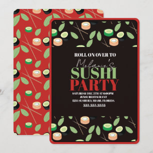 Moderne Sushi-feestrollen verjaardagsnaam Feestdagenkaart