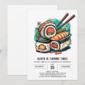 Moderne Sushi Kids verjaardag Kaart (Voorkant / Achterkant)