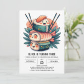 Moderne Sushi Roll Kids Verjaardag Kaart (Staand voorkant)