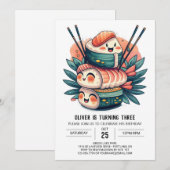 Moderne Sushi Roll Kids Verjaardag Kaart (Voorkant / Achterkant)