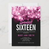 Moderne Sweet 16 Party Roze Sparkling Lights Kaart (Voorkant)