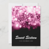 Moderne Sweet 16 Party Roze Sparkling Lights Kaart (Achterkant)
