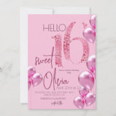 Moderne Sweet 16 Roze Ballonnen Verjaardag  Kaart (Voorkant)