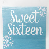 Moderne Sweet 16 Scattered Snowflakes Waterverf Drieluik Uitnodiging (Binnenzijde eerst)