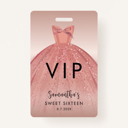 Moderne Sweet 16 Script Jurk Verjaardag VIP Badge (Voorkant)