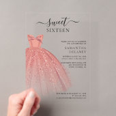 Moderne Sweet 16 Script Verjaardag Acryl Uitnodigingen (Insitu (Draagbaar))
