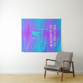 Moderne Sweet 16 Teal Paars Glitters Personalized Wandkleed (In Situ (horizontaal))