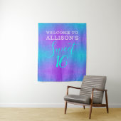 Moderne Sweet 16 Teal Paars Glitters Personalized Wandkleed (In situ)