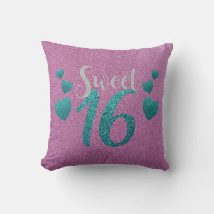 Moderne Sweet 16 Verjaardagsfeest Black Grunge Kussen