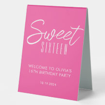 Moderne Sweet Sixteen roze 16e verjaardag welkom