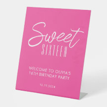Moderne Sweet Sixteen roze 16e verjaardag welkom