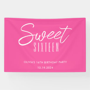 Moderne Sweet Sixteen roze meisjes 16e verjaardag Spandoek