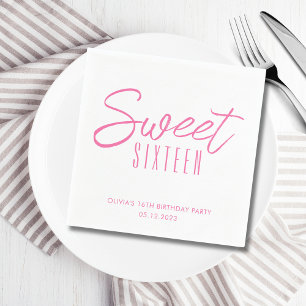Moderne Sweet Sixteen Roze Meisjes 16e verjaardags Servet