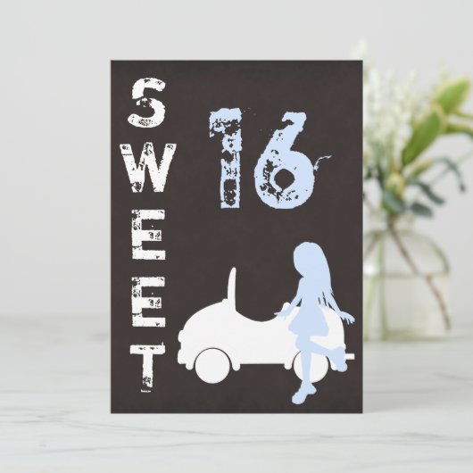 Moderne Sweet Sixteen verjaardagsuitnodiging Kaart (Staand voorkant)